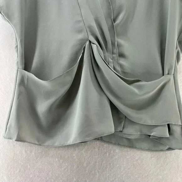 EXPRESS Blouse Size XL Crepe Surplice Twist Front Dolman Sleeve Back Zip Gray - Picture 3 of 13